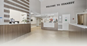 Reception and the front entry at the Kennedy Care facility